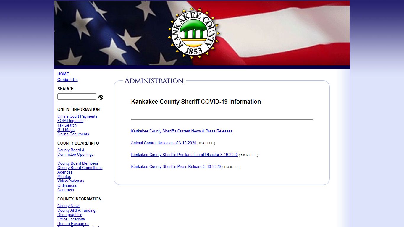 Sheriff COVID-19 - Kankakee County, Illinois